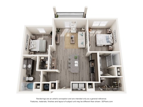 2 Bed 2 Bath Floor Plan | 1,093 Sq. Ft. at The Enclave at Deer Moss Creek, Florida, 32578